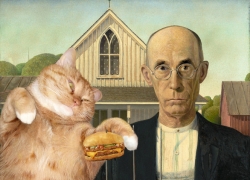 Grant Wood, American Gothic. I can has cheeseburger?