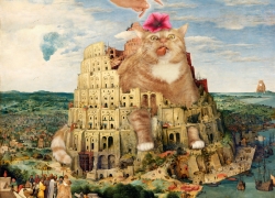 Pieter Bruegel the Elder, The Tower of Babel Cat crushed by a flower